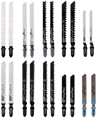 20tlg. Stichsägeblätter Set Stichsägeblätter Holz Jigsaw Sã¤gen T-Schaft Stichsägeblatt für Holz und Metall, Zubehör Stichsäge,Kunststoff-Box.