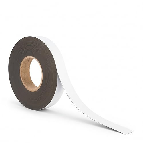 Inwell Magnetband Weiß 30mm x 10m - Nicht Selbstklebend - Beschreibbare Vinyloberfläche - Starke Magnetkraft - Flexibler Magnetstreifen für Regalkennzeichnung, Whiteboard, Logistik & Schule