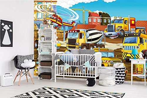 Vlies Fototapete BAUSTELLE 375 x 250 cm (inkl. Kleister) - Vlies Tapete, Wandtapete, Wandbilder - Tapete für Wohnzimmer Schlafzimmer, Büro, Küche - Montagefertig