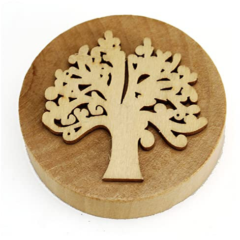 DLM 32667 (Kit 12 Pezzi) Apri Bottiglie Apribottiglie con Calamita Moderno Design Tondo in Legno + Scatolina in bambù Life Tree Albero della Vita Nozze Matrimonio Battesimo Comunione bomboniera