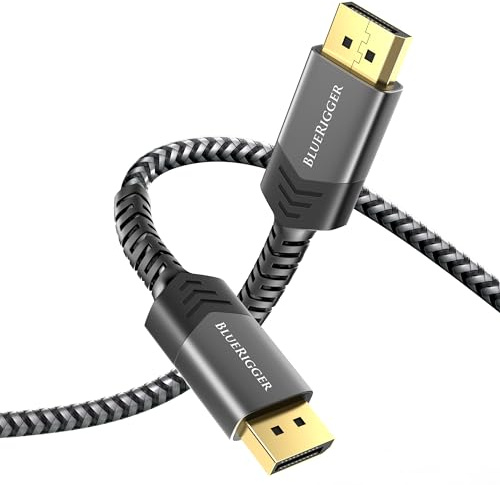 BlueRigger DisplayPort Cable 1.4 - (2M, 4K 144Hz, DP to DP Cable, 32.4Gbps, HDR10+, 3D Display Port) - Compatible with Laptop, PC, HDTV, Graphics Card, Gaming Monitor, Projector
