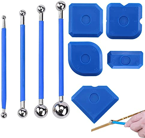 Silikon Abzieher,9 Stück Werkzeug Schaber Kit, Metallkugel Abzieher,Silikon Fugenglätter für Badezimmer, Küchenfliesen