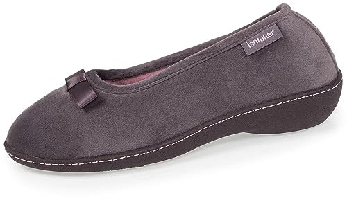 Isotoner Zapatillas de casa Bailarinas mujer, pantuflas tacón ultrasuave y ultra cómodo