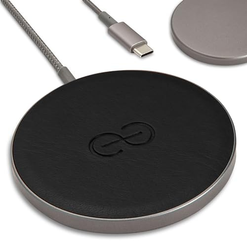 Dreem Empower Magnetic Wireless Charger Pad (Factory Seconds) – Compatible with MagSafe for iPhone 17/16/15/14/13/12 & Qi-Certified Devices – Premium Vegan Leather [Black]
