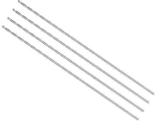 CoCud Extra Largas Helicoidales Brocas, 2mm Diámetro 160mm Total Longitud, Alta Velocidad Acero Brocas Helicoidales - (Aplicaciones: para Cobre Metal Madera Aluminio), 4uds