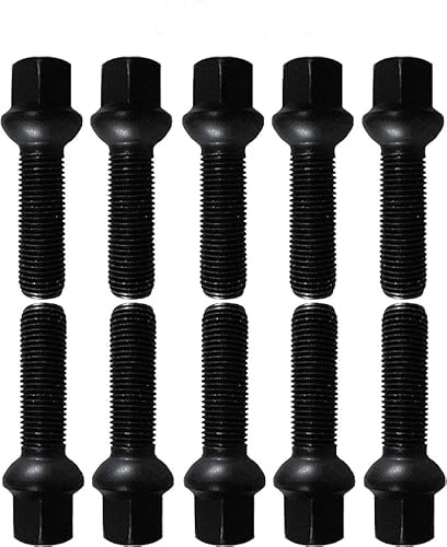 10 Radschrauben Radbolzen schwarz Kugelbund R13 M14x1,5 38mm