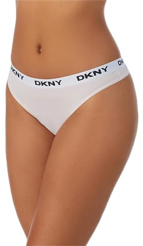 DKNY Women's Microfiber Contrast Logo Thong Thong Panties (pack of 3)