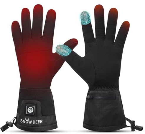 SNOW DEER beheizbare Handschuhe Liner für Herren Damen,7.4V 2200MAH Wiederaufladbarem Akku Wärmende Handschuhe Handwärmer für Schnee Skifahren Angeln Reiten Radfahren Camping Motorradfahren