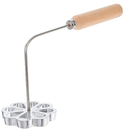HOMSFOU 3 Pcs Aluminum Ally Mould Frying Mold Wooden Handle Home Fried Snack Mold for Kitchen Cooking Utensil