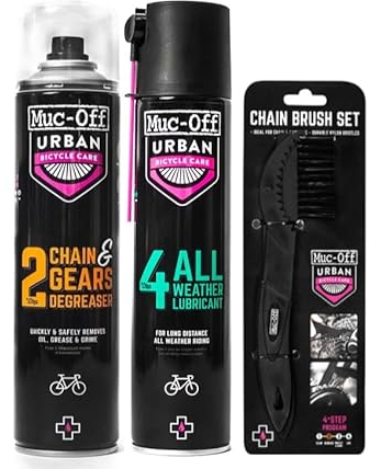 Muc Off Complete Bike Care Kit - Muc-Off Chain & Gear Degreaser, All-Weather Lubricant, and Premium Chain Brush Set - Essential Bicycle Maintenance Bundle for All Riders & Conditions