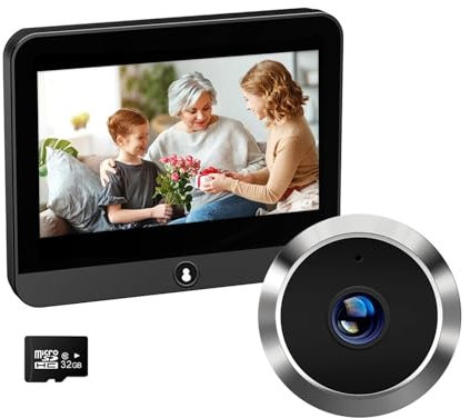 1080P Smart Tuya 2.4G WiFi Mini Säkerhetskamera Mikrovågsradar Människoavkänning Digital dörrvisare Trådlös dörrklocka for hemmet (Color : Door Camera 32G)