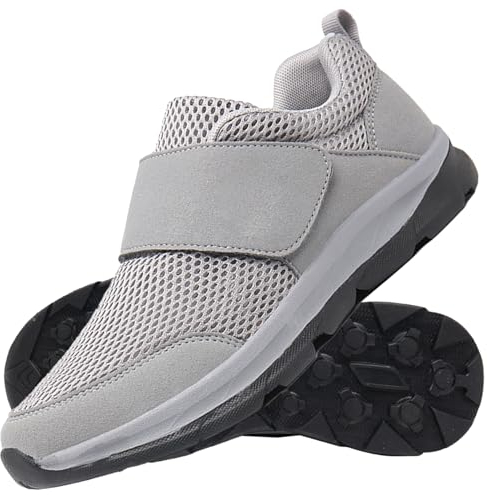 AZMAHT Diabetiker Sandalen Herren Outdoor Walking Shoes Orthopädische mit Klettverschluss Verstellbare Gesundheitsschuhe Verbandschuhe bei geschwollene Füße Reha Schuhe,Grau,43/265mm