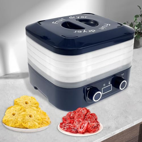 Electric Food Dehydrator with 5 Removable Trays, Food Dryer Machine Temperature Adjustable Freeze Dried Machine Quiet Fruit Dryer with LCD Display Timer for Jerky, Meat, Fruit, Beef, Vegetables Snacks