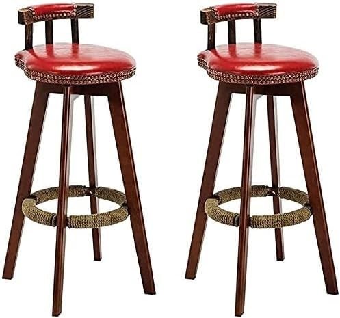 DZYHFCO Barhocker-Set, Barstuhl für Küche, Insel, Esszimmer, Küche, Kneipe, Esszimmerstühle, drehbar, Holzhöhe, Barhocker, Theke, Frühstück, Barstühle (Rot, 65 cm)