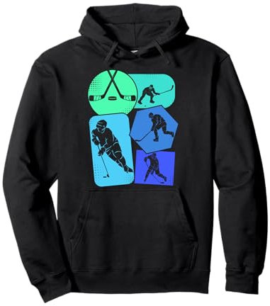 Die Besten Eishockey & Wintersport Geschenkideen - Unisex Kinder & Herren Eishockey Hoodie, Schwarz, S