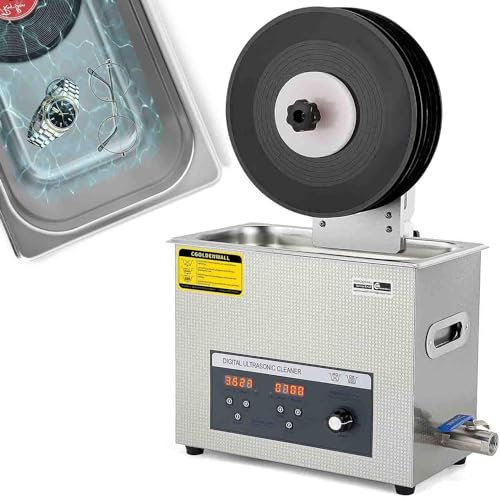 CFDZCP 6L Vinyl Record Ultrasonic Cleaner Digital Type, Disc Washer, 40KHz 180W Commercial Ultrasonic Cleaner，0-30 Minute Timer - Automatic Rotation