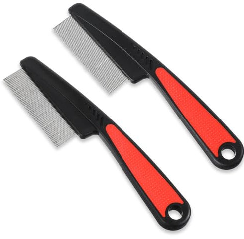 Gjinxi dandruff comb 2pcs stainless steel fine tooth dandruff, flea comb fine and wide tooth scalp combs for dandruff removal professional loosening comb tool for kids adults pet dog