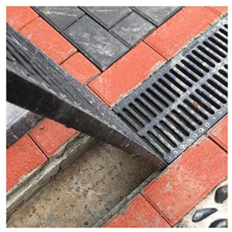 Trough Type Drainage Ditch,Trough Guttering，Outdoor Drain Cover, Drainage Channel Floor Drain Polymer Trench Cover Kitchen Garden Laundry Room Linear Floor Drain Anti-Clogging Non-Slip Drain