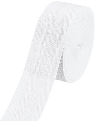 BENECREAT 12 m Baumwoll Twillband, 40mm Weißes Baumwollband Twillband Gurtband Mit Fischgrätenmuster Zum Nähen von Teppichkanten Basteln Einfassen von Nahtbesatz