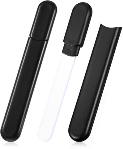 2 limas de cristal para uñas con estuche, lima de uñas de cristal pequeño profesional de doble cara mini viaje cristal dedo limas de uñas archivo de uñas para el cuidado de las uñas de gel uñas