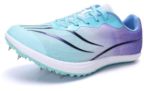 JiuQing Zapatillas De Atletismo Hombre Mujer Zapatillas De Velocidad con Clavos Transpirables Ligeras para Correr Competir Y Saltar para Jóvenes Y Niños,Púrpura,36 EU