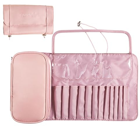 Makeup Brush Rolling Box - Makeup Borsthållare för upprullning, bärbar borstdyna | Makeup Brush Rolling Roll Up Makeup Brush Solder Bärbar Makeup Makeup Brush Byrå Pouch, pink, Se référer au