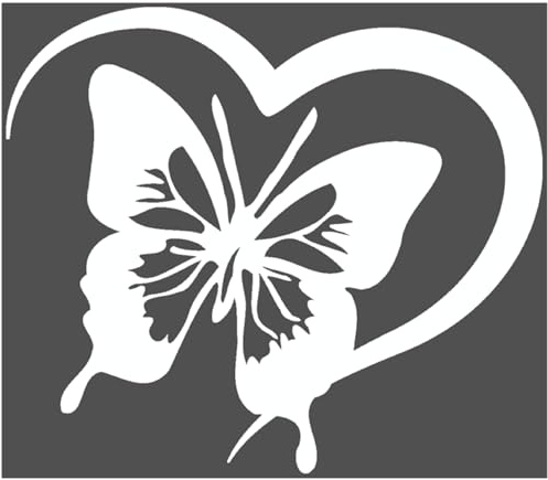 Samunshi® Herz mit Schmetterling Aufkleber für Auto Motorrad Helm Fahrrrad Notebook Tablet Autoaufkleber Sticker Heartbeat EKG Motorradaufkleber Silhouette 20 x 17,2cm weiß