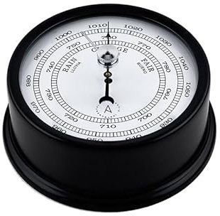 Autonautic - Barometro aneroide nautico in alluminio, nero, ad alta resistenza all'ambiente marino, per barche o decorazione - 95mm (ø) - Made in Spain.
