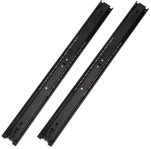 Glissières pour Tiroirs Robustes, Coulisse Tiroir Montage Latéral 250 300 350 400 450 500 550 600mm, Capacité de Charge Jusqu'à 45 KG avec Roulements à Billes, 1 Paire
