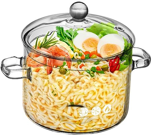 Holibanna Pentola Per Zuppa in Vetro Borosilicato Ad Tenore Di Carbonio Coperchio Ergonomico Per Cucina Domestica e Riscaldamento Al Microonde