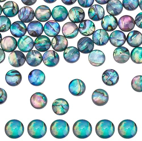 BENECREAT 70 Stück Abalone Muschel Runde Cabochons 6mm Flache Runde Muschel Cabochon Perlen Für DIY Handwerk Fußkettchen Halskette Armband Erkenntnisse Machen 3.5mm Dick