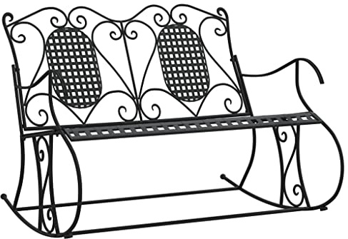 Homvdxl Garten-Schaukelbank aus Stahl, Metall-Kunstdekor-Bänke, Gartenmöbel, Sitzgelegenheit, Park, Terrasse, 113 x 84 x 94 cm