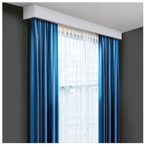 Aluminum DoubleTrack Curtain Box for Ceiling Mount Decorative Curtains Valance Cover for Living Room 230cm White Acoustic Sound Barrier Solution