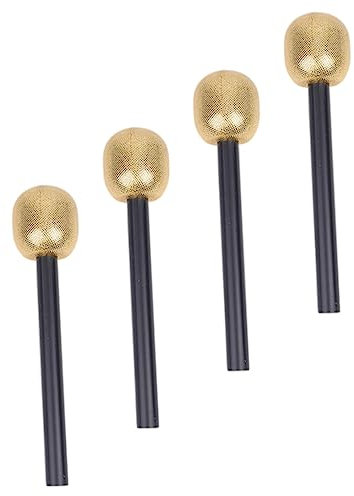 KICHOUSE 4pièces Microphone Simulé Plastique Doré pour Garçon Fille Accessoire De Fête Karaoké Lot de Jouets Éducatifs