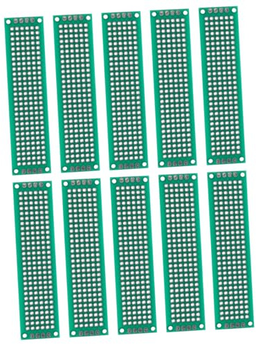 Doppelseitige Lötbare Leiterplatte für Elektronikprojekte 2x8cm 10 Stück | Kunstharz und Glasfaser, Grün, Verschleißfest, für Wartung und Selbstgemacht Experimente