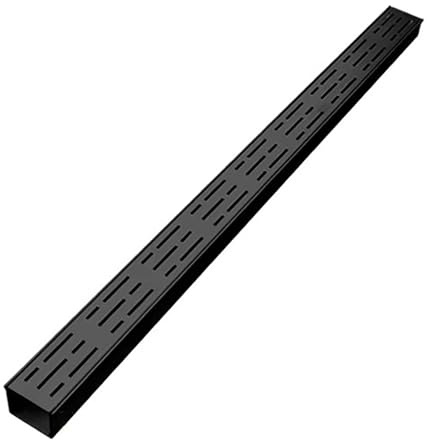 Tranchée et Grille en Acier Inoxydable - Longueur 100 cm, Système de Drainage fin Sous Terrasse, pour Terrasses Extérieures, Cours, Garages, Aménagement Paysager et Cuisine(Black,10x4cm/3.9x1.5in)