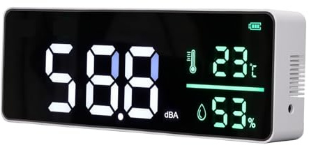 Fonometro, Misuratore di decibel, misuratore di rumore, misuratore di livello sonoro da parete, grande schermo LED, misuratore di umidità e temperatura for aule