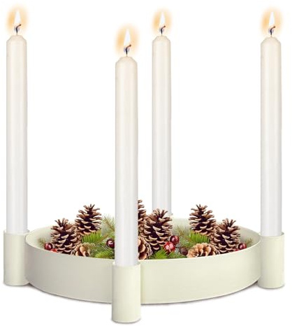 Corona de Adviento moderna de metal, portavelas, portavelas, corona de Adviento, portavelas, 29,5 cm, plato para velas, bandeja redonda para 4 velas, decoración de Navidad, mesa de Adviento