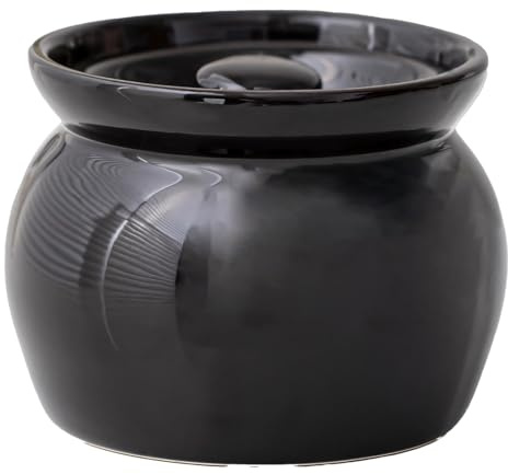 yeeplant Petite casserole en céramique avec couvercle de 500 ml en argile chinoise pour soupe, ragoût d'œufs et stockage, cocotte classique en céramique noire