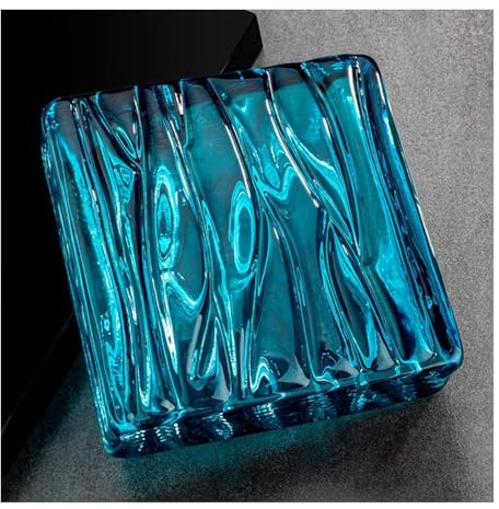 Glass Blocks Solid Double-Sided Crystal Bricks，Office Decorative Partition Wall High Compression Resistance and Wear Resistance(Blue,1pcs)
