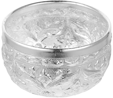 PERSELOSO Ciotola in Latta Argentata Tailandese Ciotola Per Acqua e Oli Essenziali Decorativa Tradizionale Base Stabile Leggera e Pratica Per Uso Quotidiano