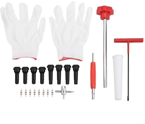Schnellwechsel-Ventilschaftwerkzeug-Set, 22-teilig, Reifenventilkernentferner-Set TR413 TR414 für Auto, Motorrad, ATV, LKW, Rad, Reifenwartung, Reparatur (rot)
