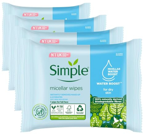 Simple Micellar Wipes 20 (Pack of 4)