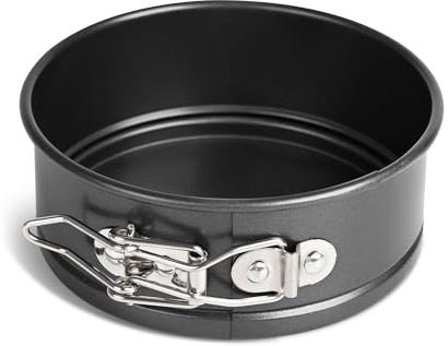 Dc Casa Tortiera Apribile Antiaderente in Acciaio al Carbonio Tonda Stampo da Forno con Cerniera e Fondo Removibile（12x5 cm）