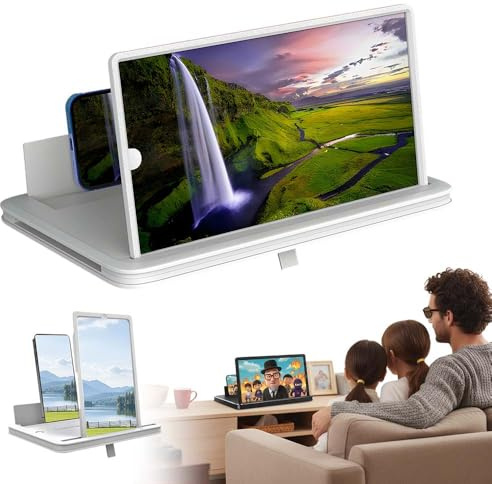 Thin Foldable Phone Screen Magnifier, 2026 New 3D Hd Mobile Phone Screen Amplifier, with Folding Stand Holder, Portable Movie Video Game Enlarger, for Movies, Videos and Gaming (White, 10)