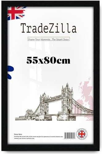 TradeZilla 55x80 CM MDF Poster Frame | Elegant Eton Wood Finish Picture Frame | Perfect for Posters, Photography & Wall Art | Ideal for Stylish Home & Office Display - (Black)