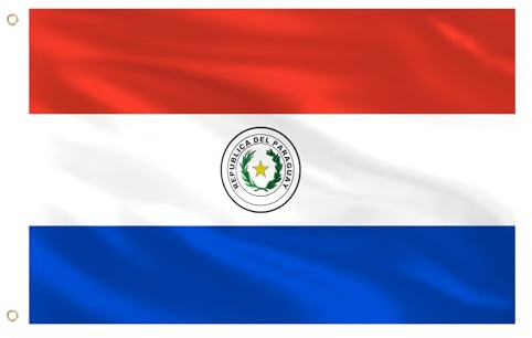 AhfuLife Bandera de Paraguay de 150 x 90 cm para Decoración de Fiestas, 2 Bandera Paraguay de Doble Cara con Ojales de Latón para la Copa del Mundo de Fútbol, Día Nacional, Jardín, Calle, Fiesta