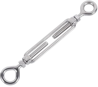 VILLFUL Tenditore per Funi in Acciaio Inossidabile Occhiello Rotondo, Lunghezza Regolabile 13 Cm, Resistente alla Corrosione per Applicazioni Industriali e Tensionamento Cavi