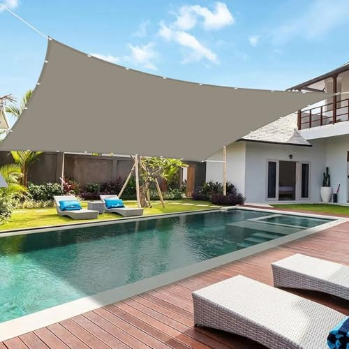 Vela Ombreggiante Impermeabile 3 x 4 m Protezione Raggi UV Tela Vela Ombreggiante Telo Tenda da Sole Antistrappo per Terrazza, Balcone, Piscina, Tortora