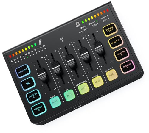 COOLHOOD Carte son transportable à canaux multiples avec norme de qualité studio d'observation directe pour la diffusion de podcasts en direct, cartes de jeu remplaçables à chaud